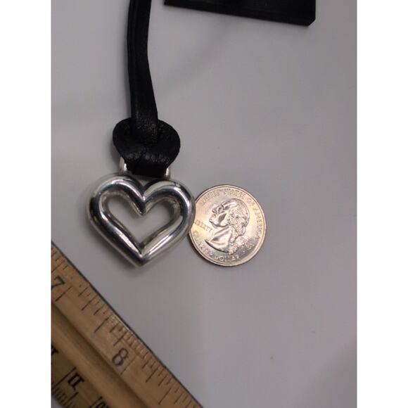 Brighton Contempo Heart Key Fob black leather strap silvertone heart - Picture 4 of 5